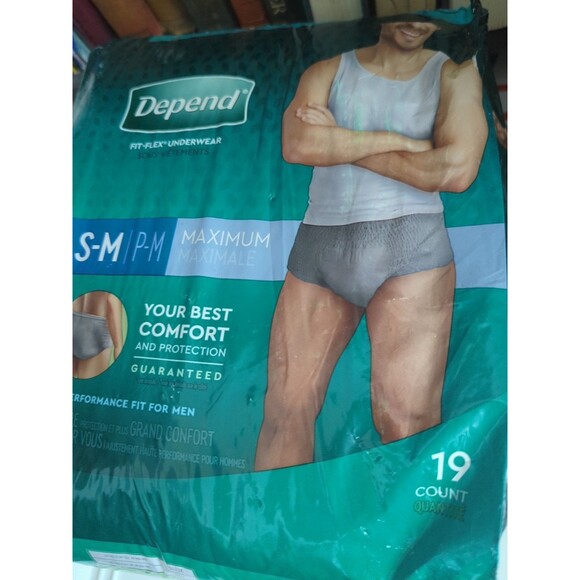 DEPEND Fit-Flex Underwear Men Incontinence Leak Comfort Protection Size S/M 19pc - Picture 2 of 3